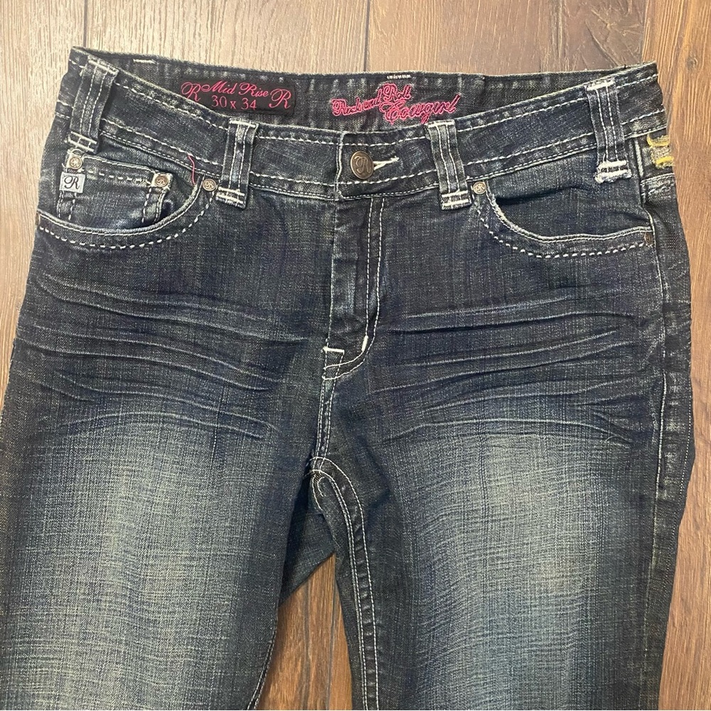 Rock and Roll cowgirl mid rise dark denim 30x34 jeans - Picture 8 of 9